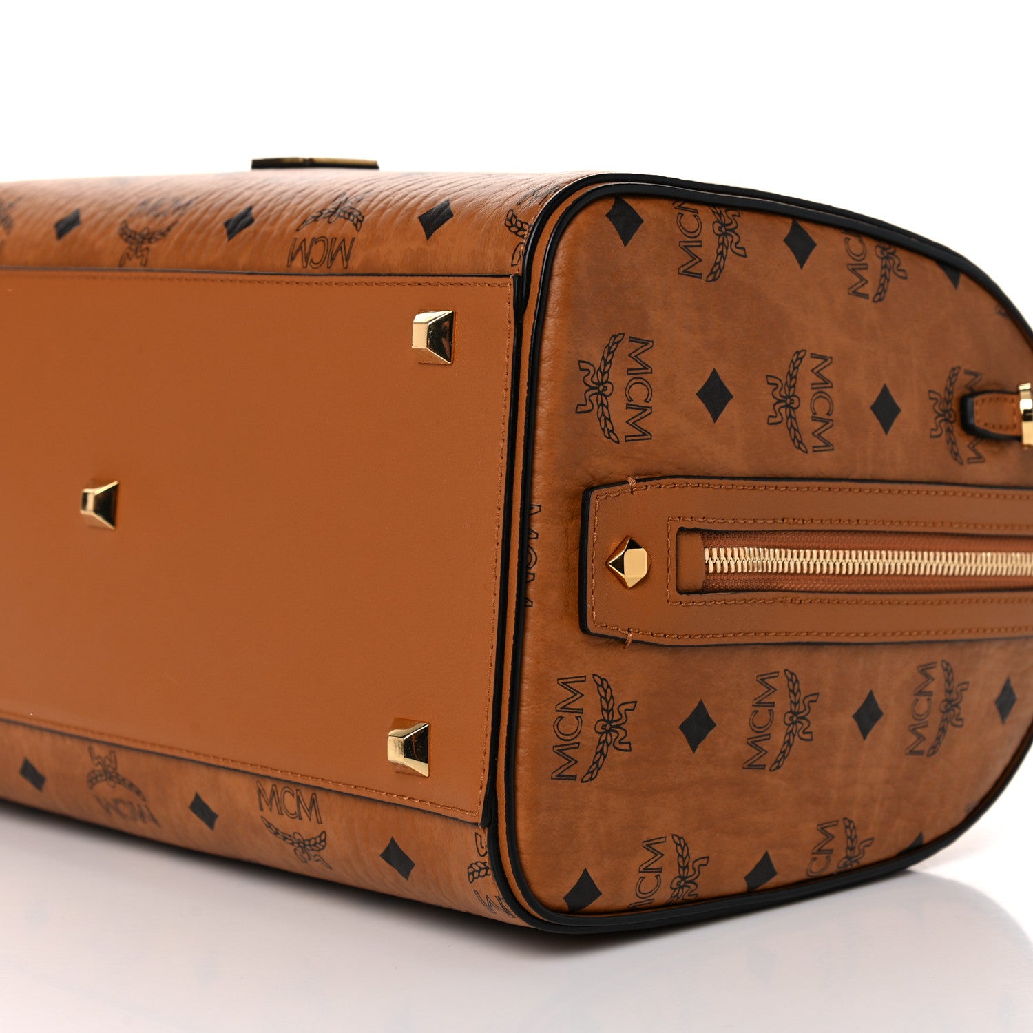 MCM Visetos Medium Boston Bag Cognac 10 of 13