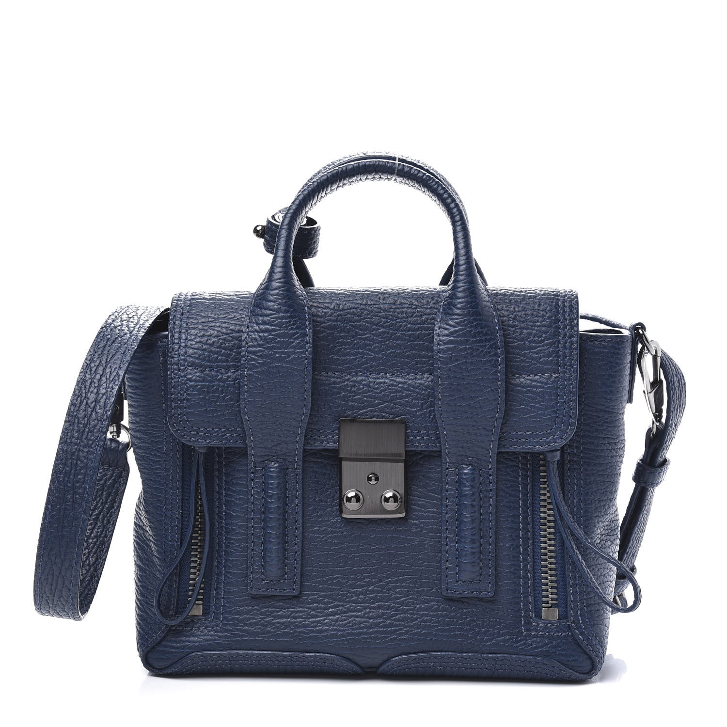 3.1 Phillip Lim 3.1 Textured Calfskin Mini Pashli Satchel Lapis Black 1 of 11