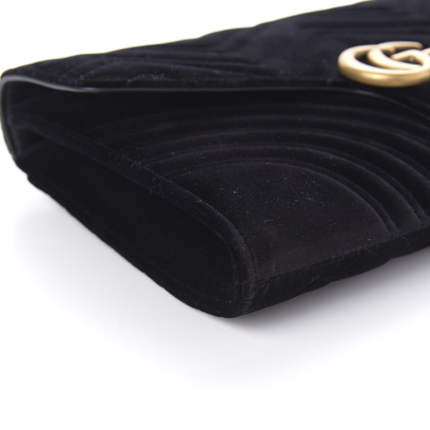 Velvet Matelasse GG Marmont Clutch Black