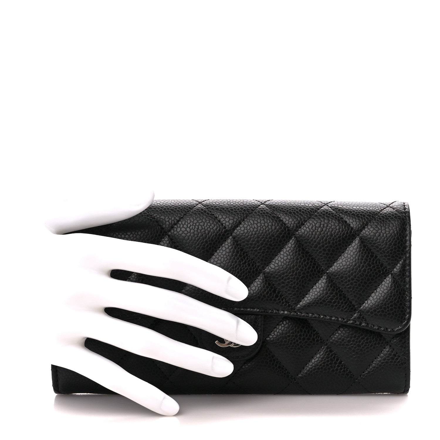 Chanel Caviar Quilted Large Gusset Flap Wallet Black 2 of 11