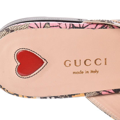 Gucci GG Supreme Monogram Bengal Womens Princetown Slippers 37 Beige Crop Pink 7 of 8