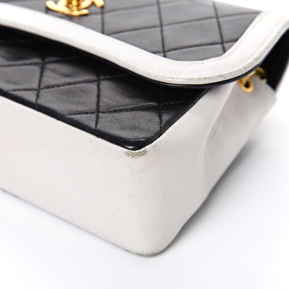 Chanel Lambskin Quilted Single Flap White Black 10 of 18