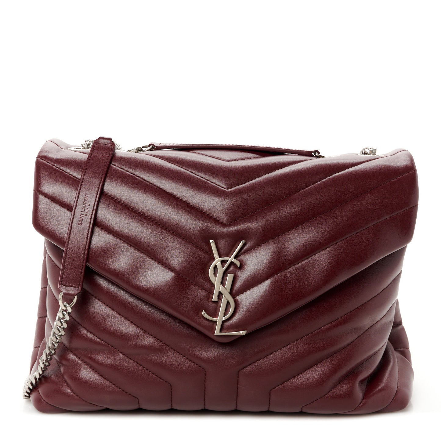 Calfskin Y Quilted Monogram Medium Loulou Chain Satchel Rouge Legion