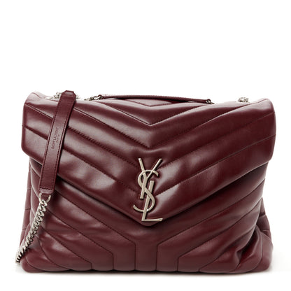 Saint Laurent Calfskin Y Quilted Monogram Medium Loulou Chain Satchel Rouge Legion 1 of 11