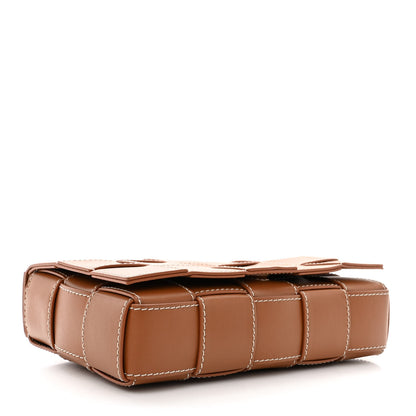 Bottega Veneta Lambskin Maxi Intrecciato Edge Stitch Cassette Crossbody Bag Wood 4 of 12
