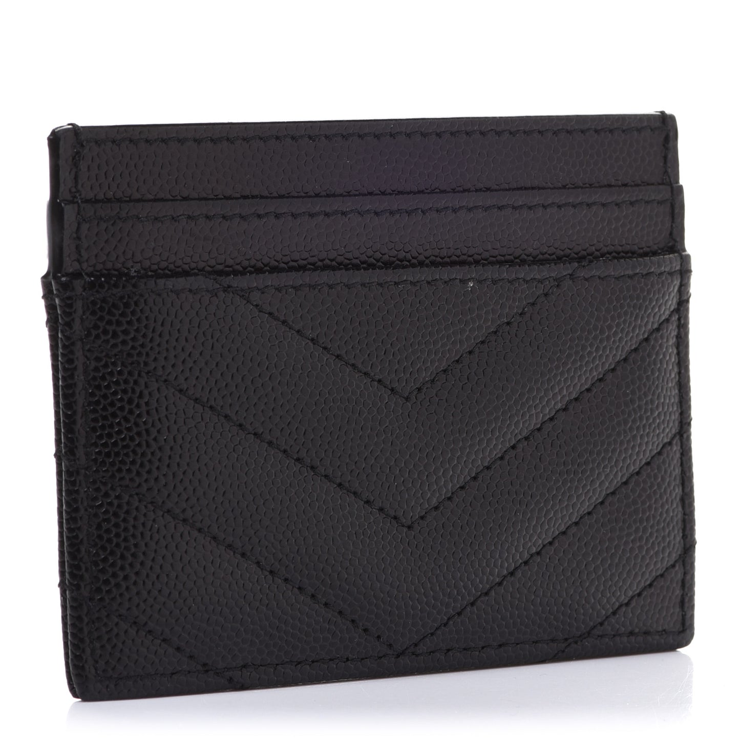 Grain De Poudre Matelasse Chevron Monogram Credit Card Case Black