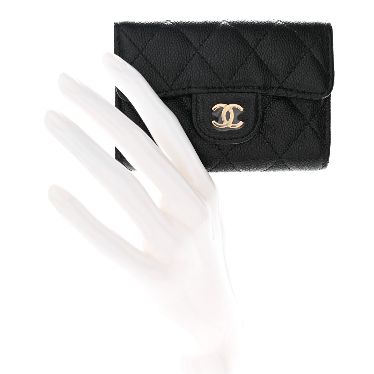 Caviar Quilted Classic 4 Key Holder Wallet Black