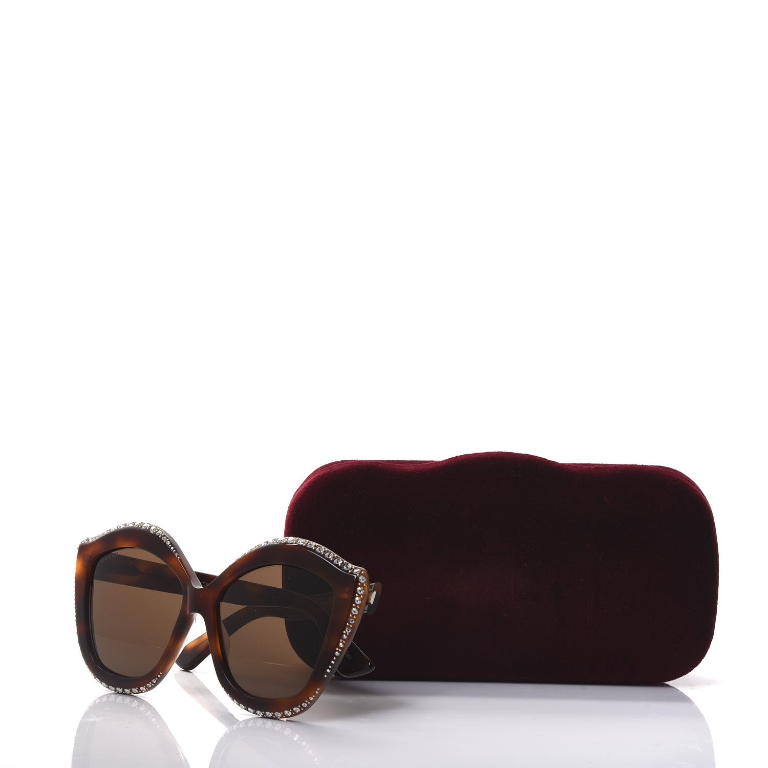Gucci Crystal Cat Eye GG0118S Sunglasses Havana Brown 7 of 7