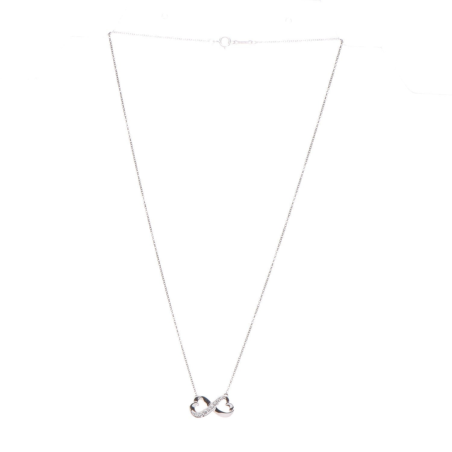 Tiffany 18K White Gold Diamond Paloma Picasso Double Loving Heart Necklace 3 of 11