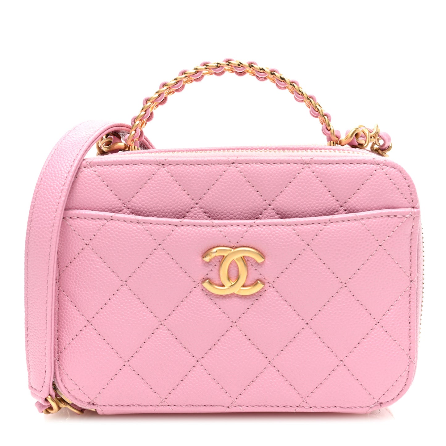 Caviar Quilted Pick Me Up Mini Vanity Case Pink