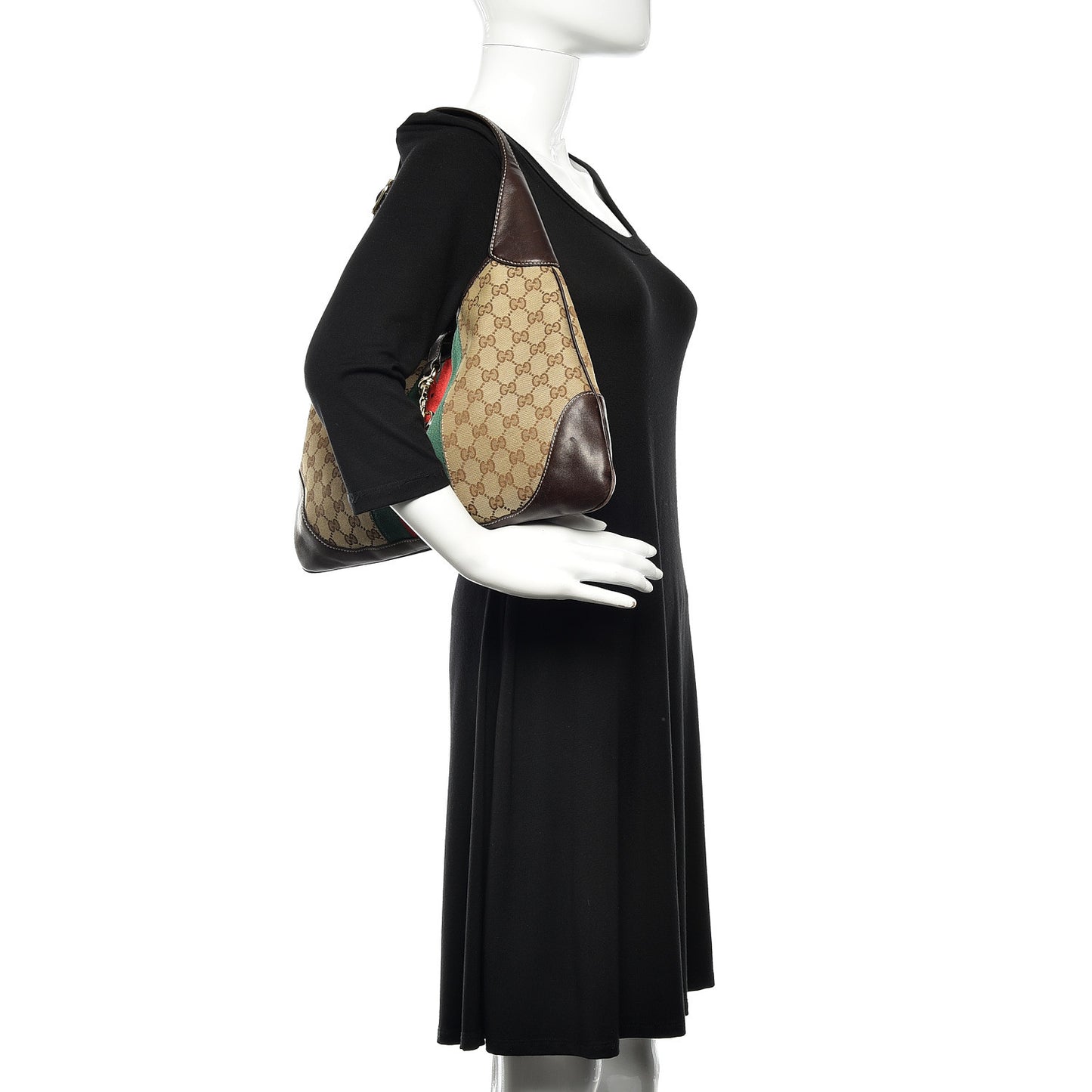 Monogram Web Jackie O Bouvier Hobo Dark Brown
