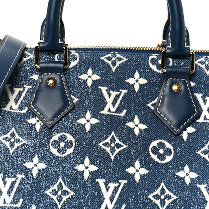 Louis Vuitton Monogram Jacquard Denim Speedy Bandouliere 25 Bleu 10 of 13