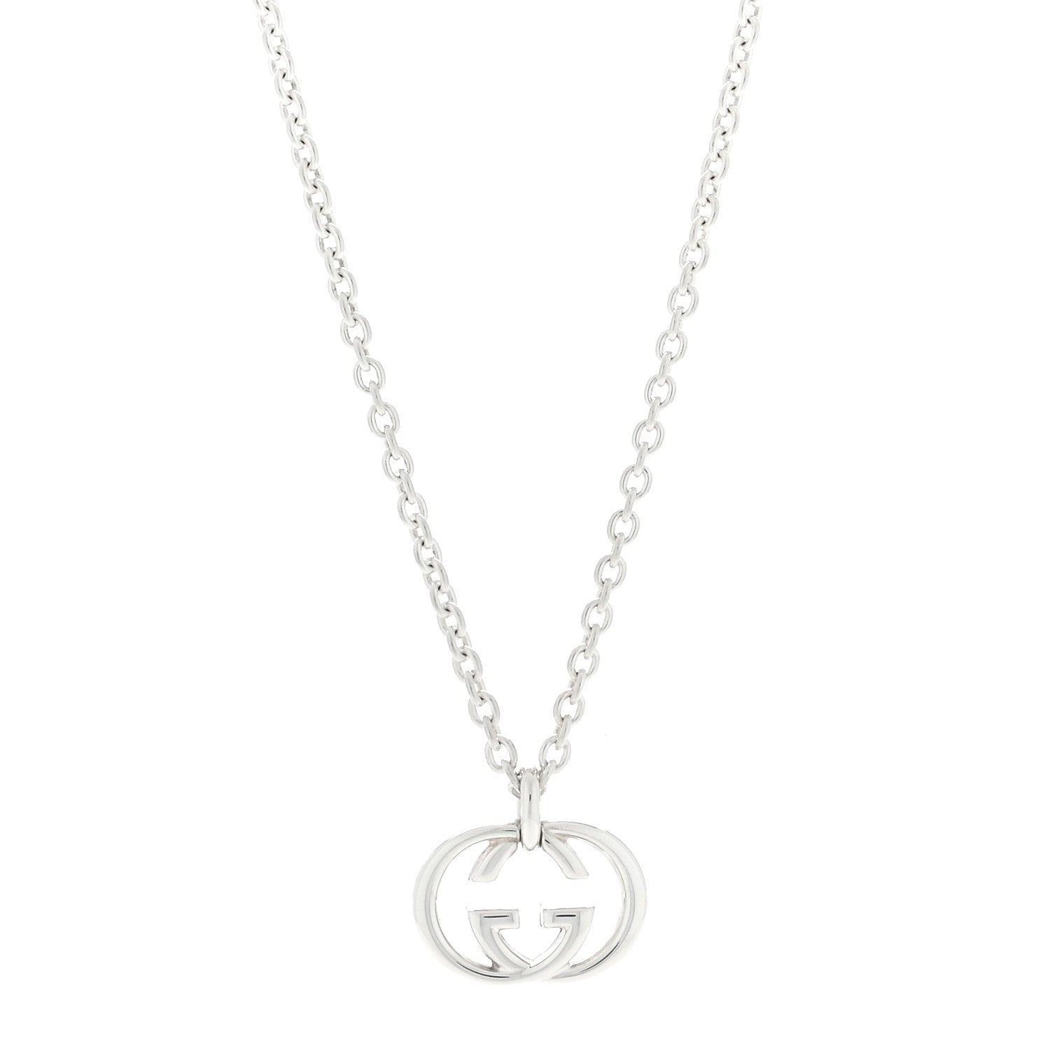 Gucci Sterling Silver Britt Interlocking GG Pendant Necklace 1 of 3