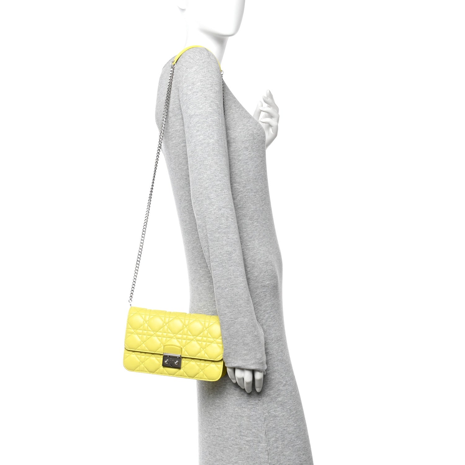 Christian Dior Lambskin Cannage Miss Dior Promenade Pouch Citron 2 of 13