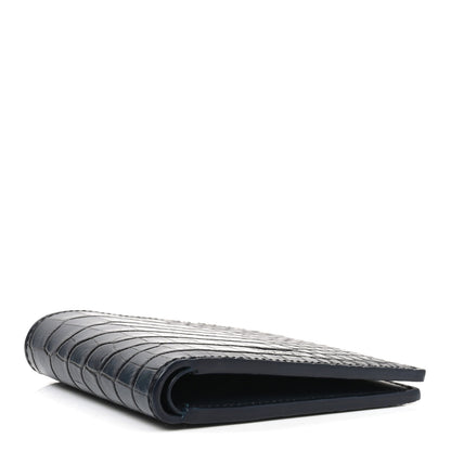 Tom Ford Glossy Calfskin Crocodile Embossed T Line Classic Bi-Fold Wallet Ink 4 of 7