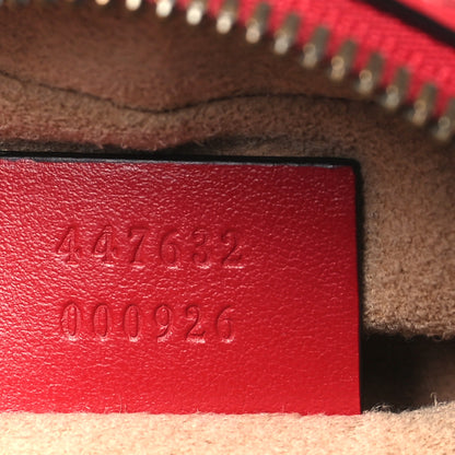 Gucci Calfskin Matelasse Small GG Marmont Chain Shoulder Bag Hibiscus Red 7 of 10