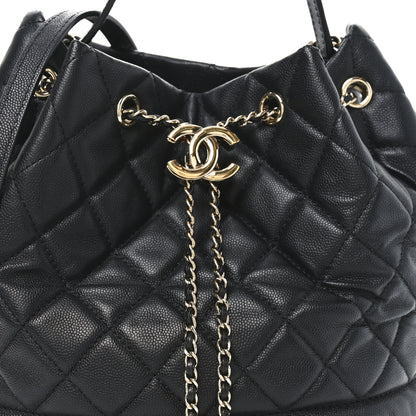 Chanel Caviar Quilted Large Rolled Up Bucket Drawstring Bag Black 8 of 10