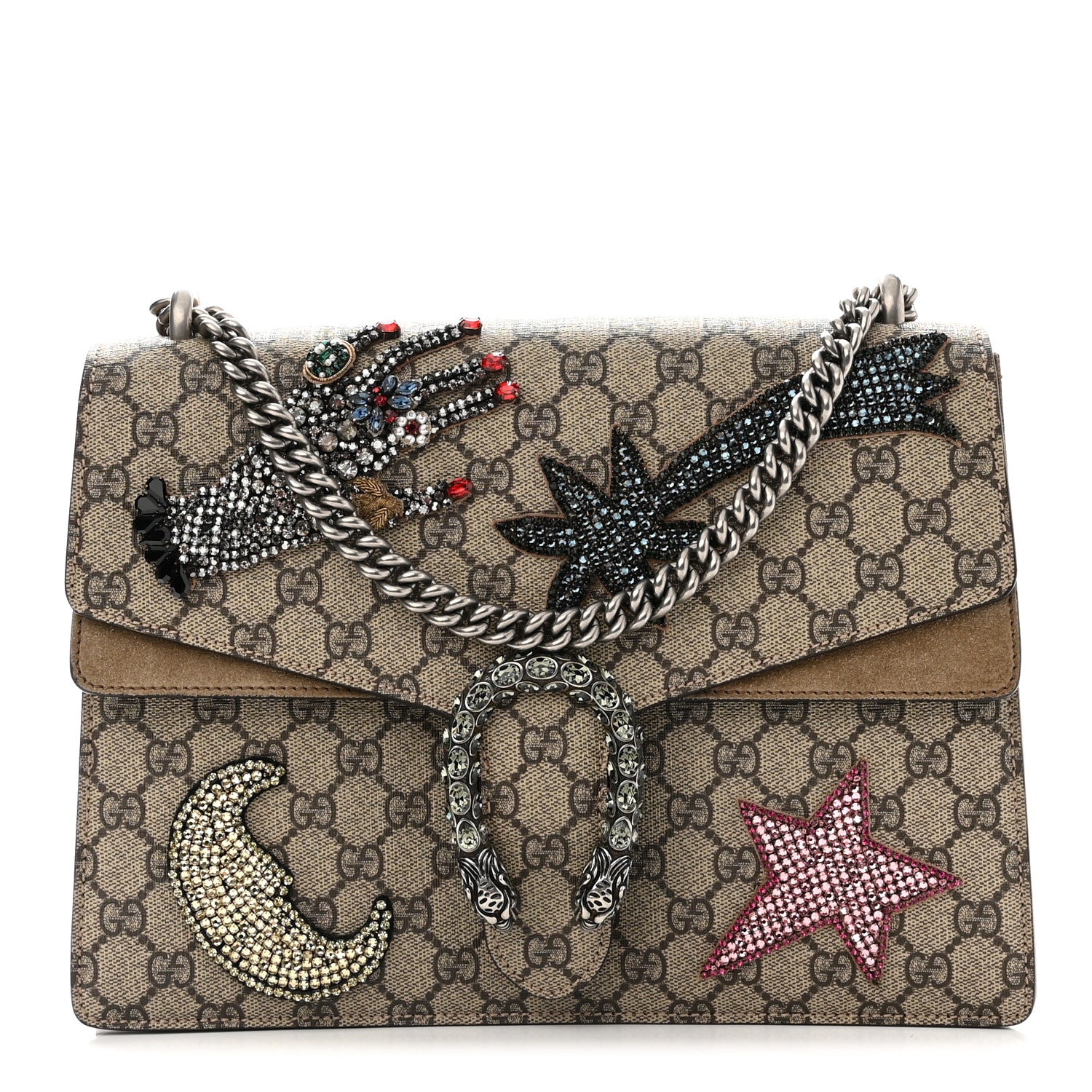 Gucci GG Supreme Monogram Shooting Star Embroidered Medium Dionysus Shoulder Bag Beige 1 of 12