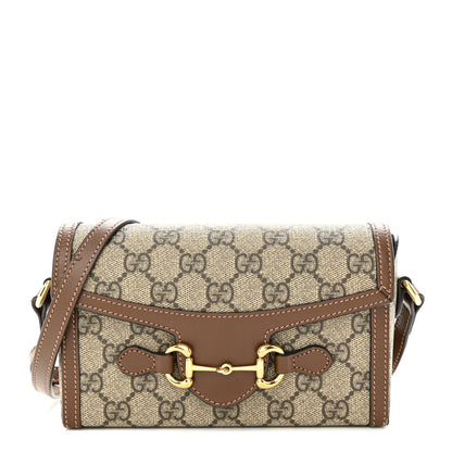 Gucci GG Supreme Monogram Mini Horsebit 1955 Shoulder Bag Beige Brown Sugar 1 of 14