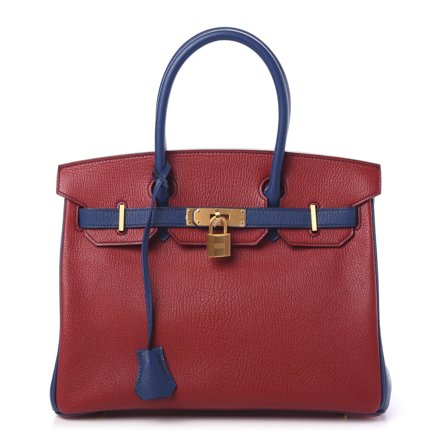 Hermes Chevre Mysore Horseshoe Birkin 30 Rouge Casaque Bleu Brighton 1 of 41