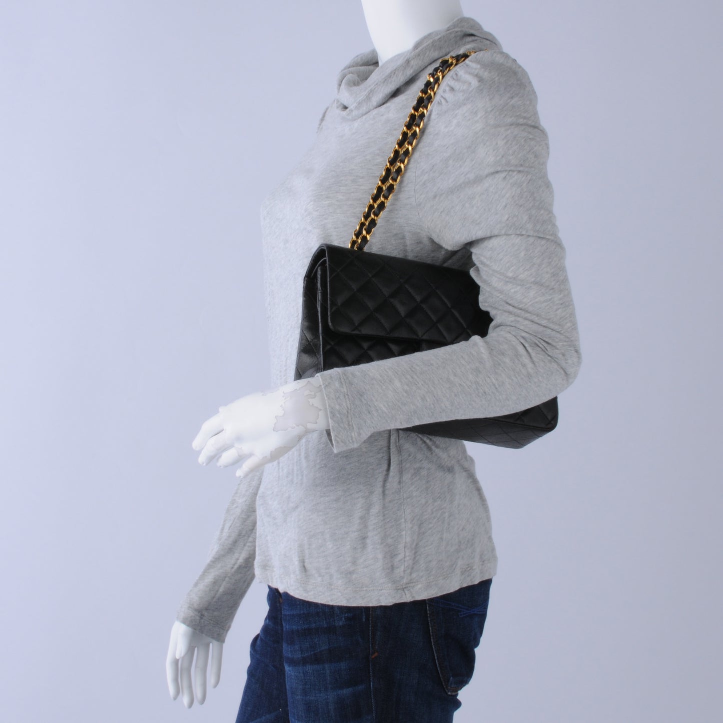 Lambskin Medium Double Flap Black