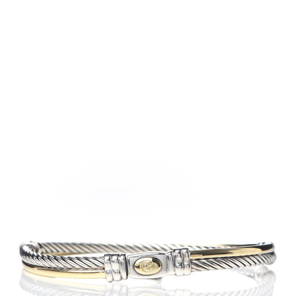 David Yurman Sterling Silver 18K Yellow Gold 3mm Crossover Bracelet 3 of 6