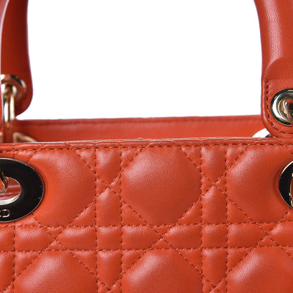 Christian Dior Lambskin Cannage Medium Lady Dior Orange 14 of 15