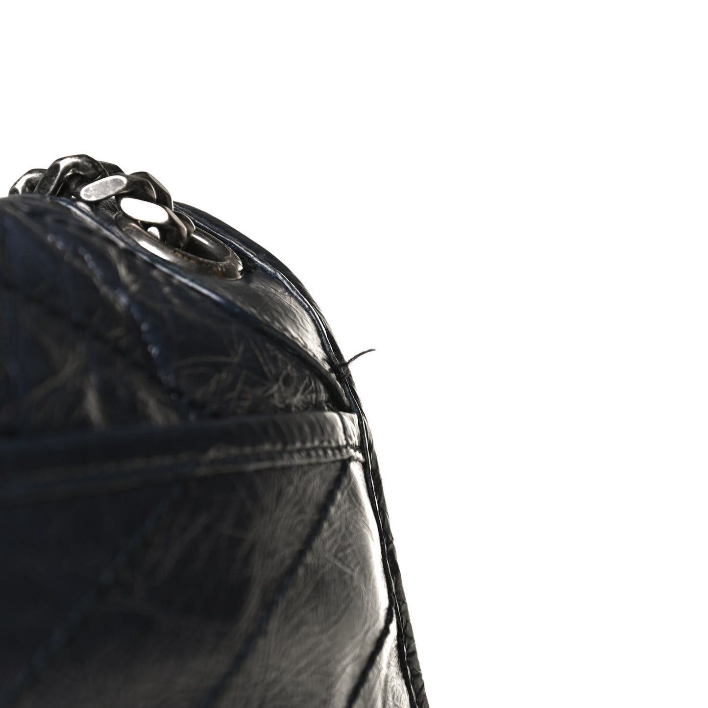 Crinkled Calfskin Matelasse Monogram Medium Niki Chain Satchel Dark Blue