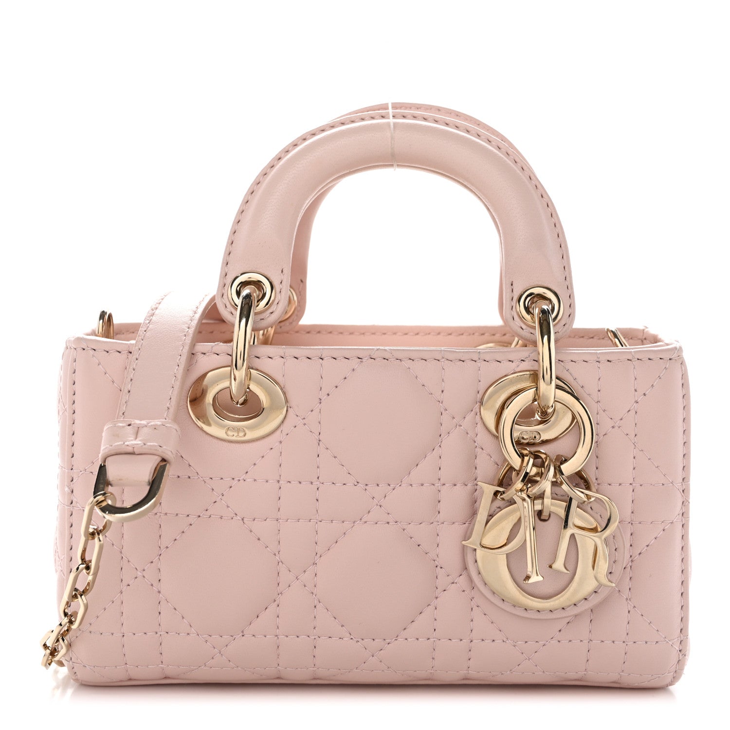 Christian Dior Lambskin Cannage Micro Lady D-Joy Rose Poudre 1 of 10