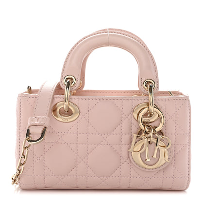 Christian Dior Lambskin Cannage Micro Lady D-Joy Rose Poudre 1 of 10