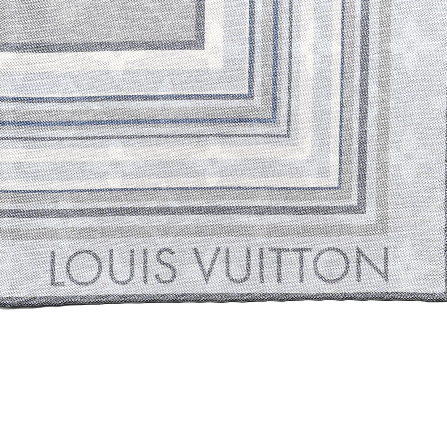 Silk LV Monogram Square Scarf Grey