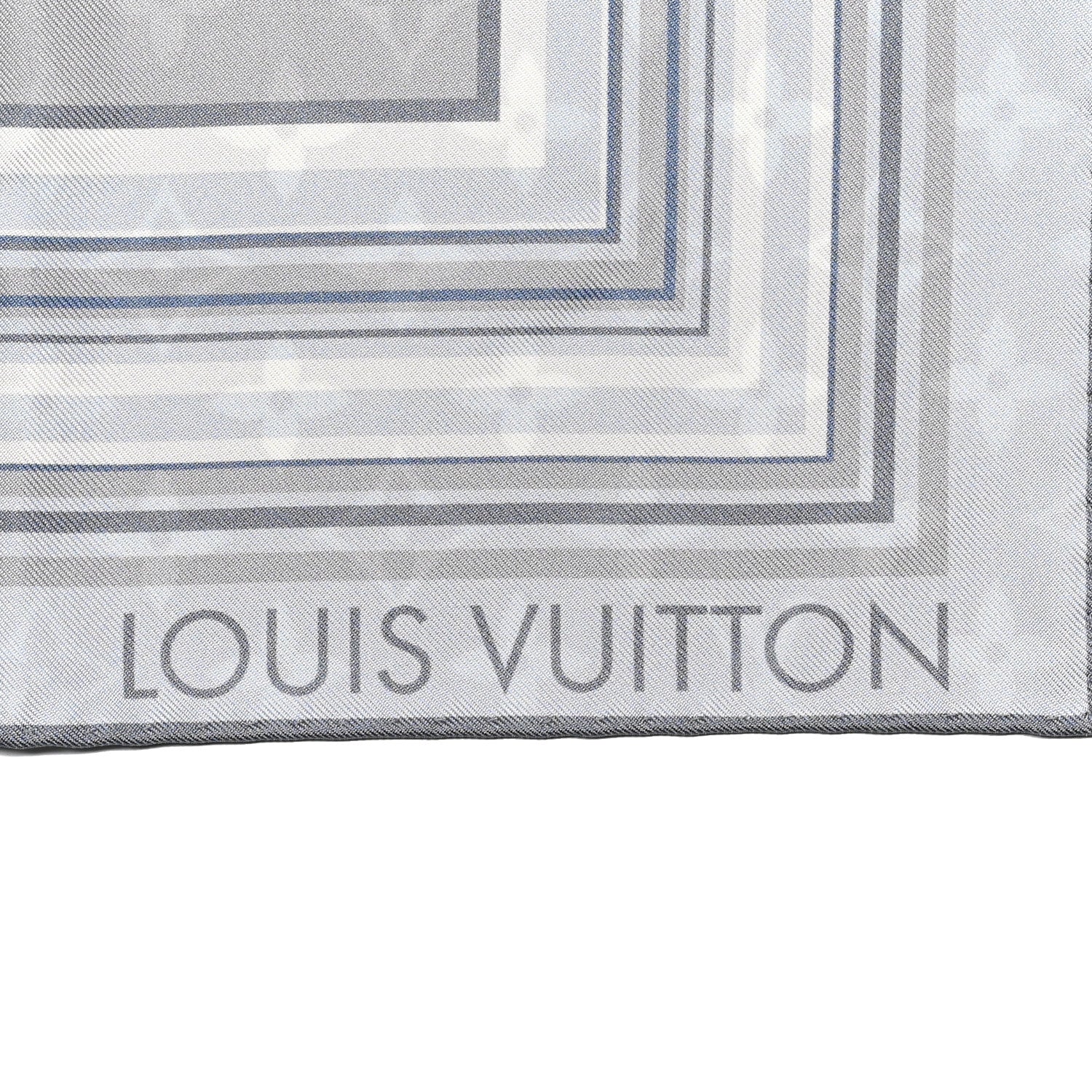 Louis Vuitton Silk LV Monogram Square Scarf Grey 2 of 4