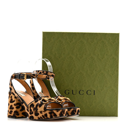 Gucci Calf Hair Leopard Print Horsebit 25/60mm Platform Sandals 36.5 Hazelnut Black 20 of 20