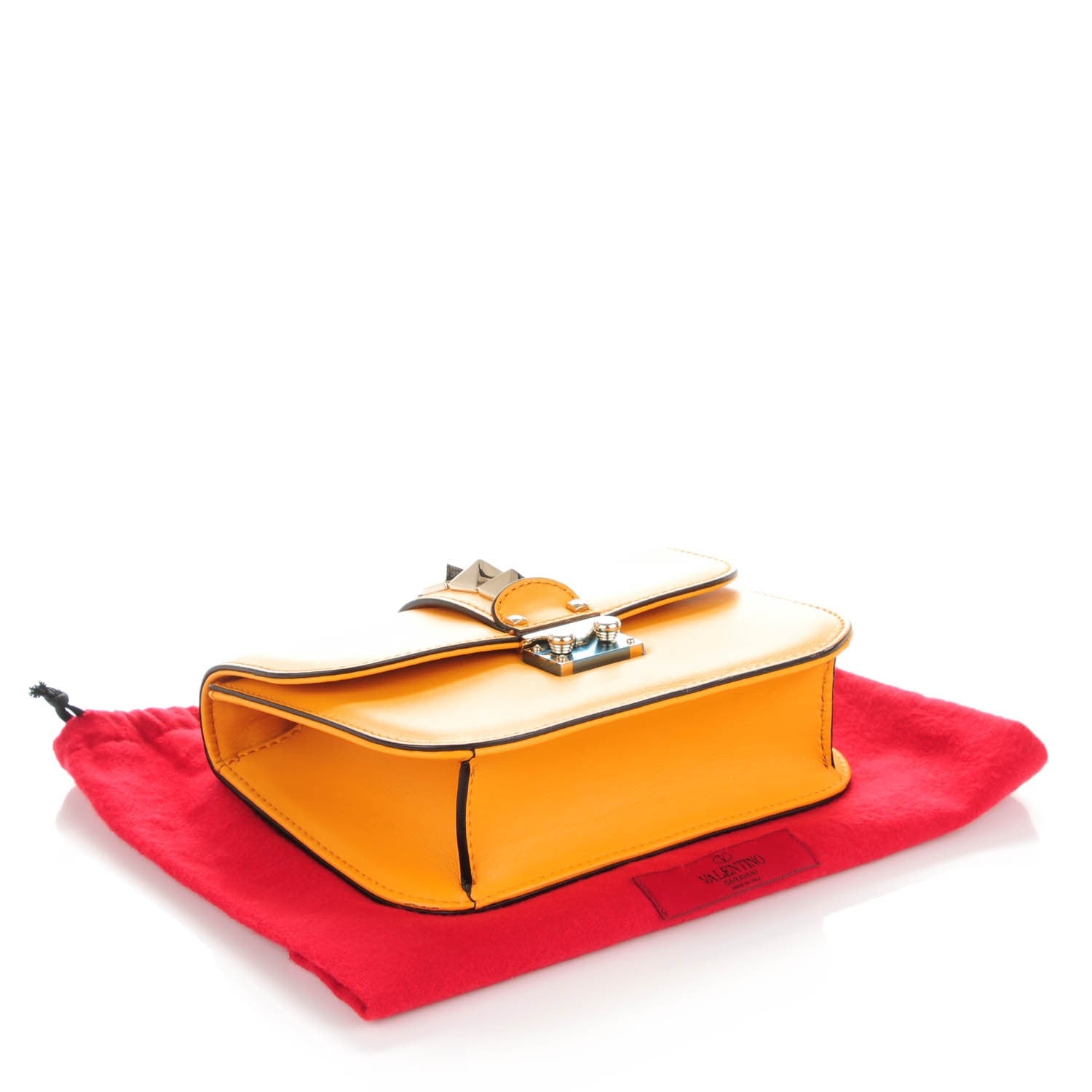 Valentino Garavani Vitello Small Glam Lock Rockstud Flap Mandarin Sorbet 4 of 7