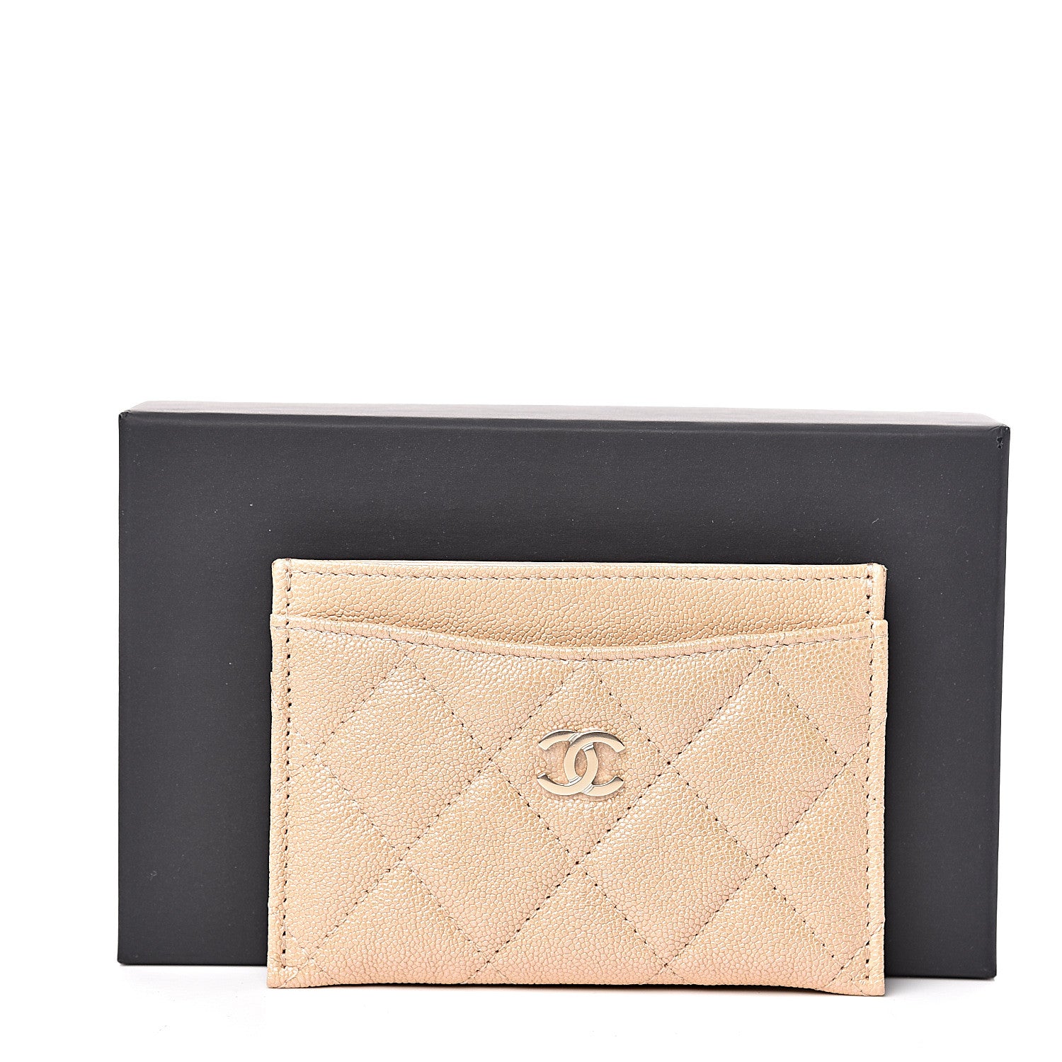 Chanel Iridescent Caviar Quilted Card Holder Beige 9 of 9
