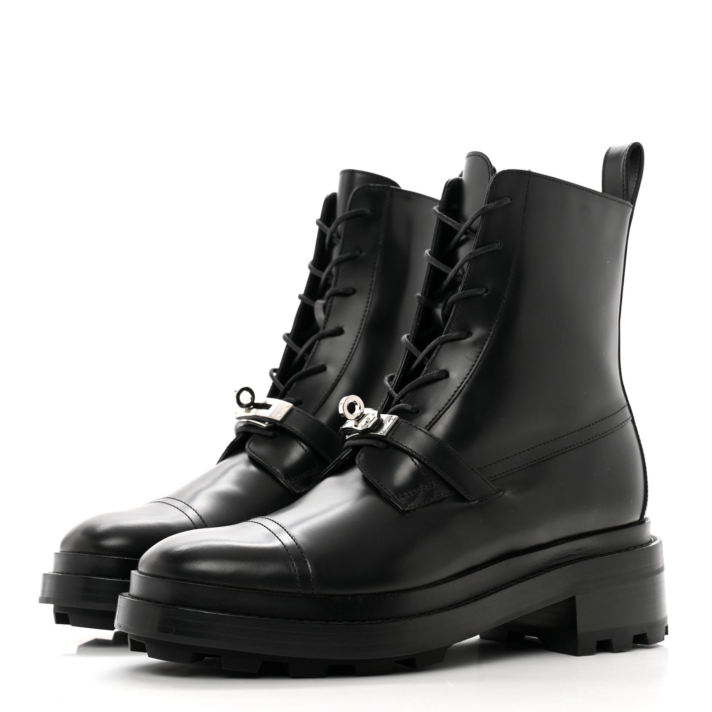 Glossed Calfskin Funk Ankle Boots 38 Black