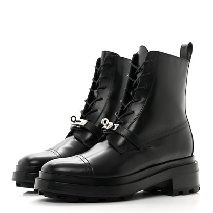 Hermes Glossed Calfskin Funk Ankle Boots 38 Black 3 of 9