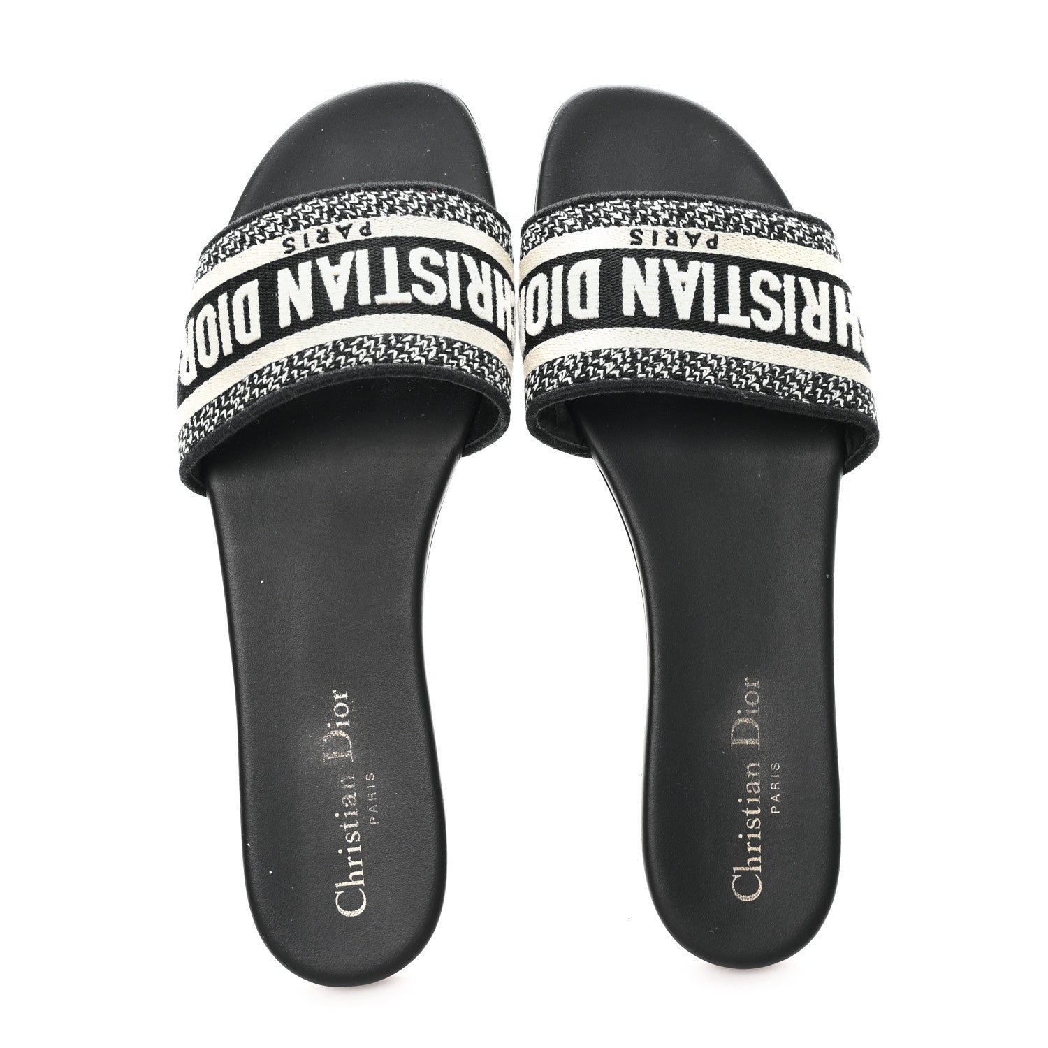 Christian Dior Canvas Embroidered Dway Mules Slide Sandals 40 Black 2 of 10