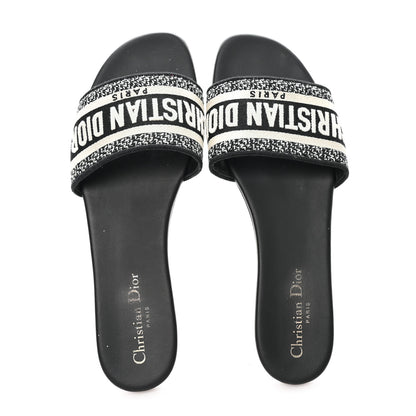 Christian Dior Canvas Embroidered Dway Mules Slide Sandals 40 Black 2 of 10