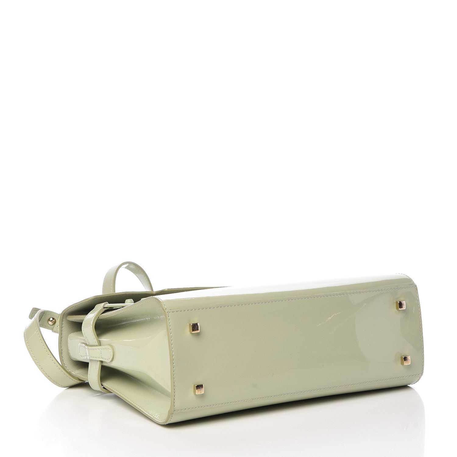 Delvaux Patent Calfskin MM Tempete Satchel Almond 4 of 15