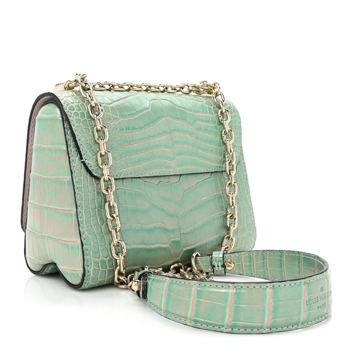 Alligator Mini Twist Shoulder Bag Turquoise