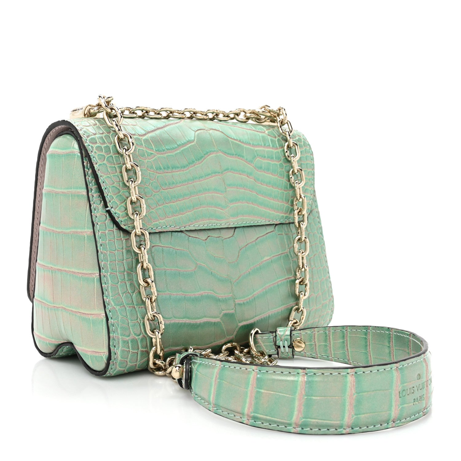 Louis Vuitton Alligator Mini Twist Shoulder Bag Turquoise 4 of 12