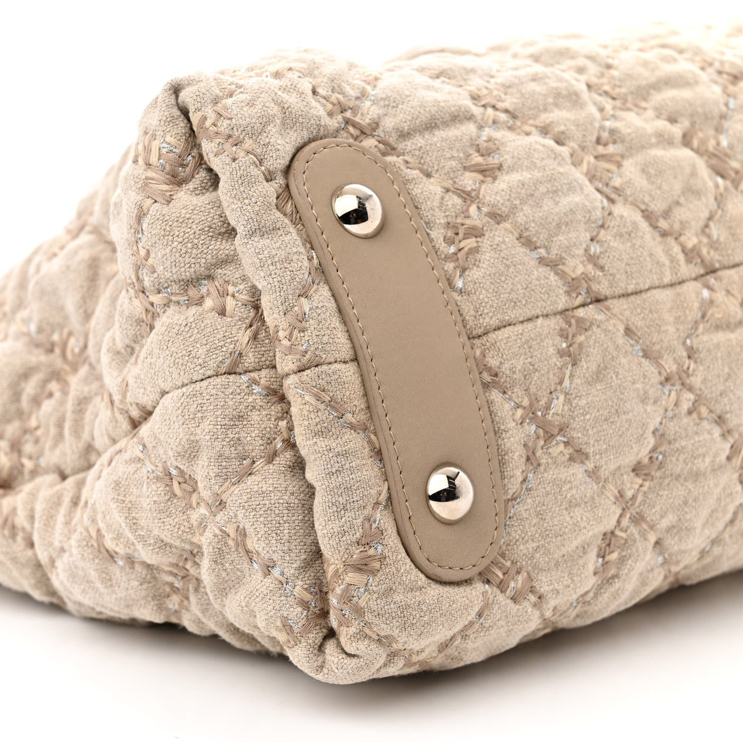 Chanel Canvas Quilted Tweed Stitch Bubble Shopping Tote Beige 9 of 10