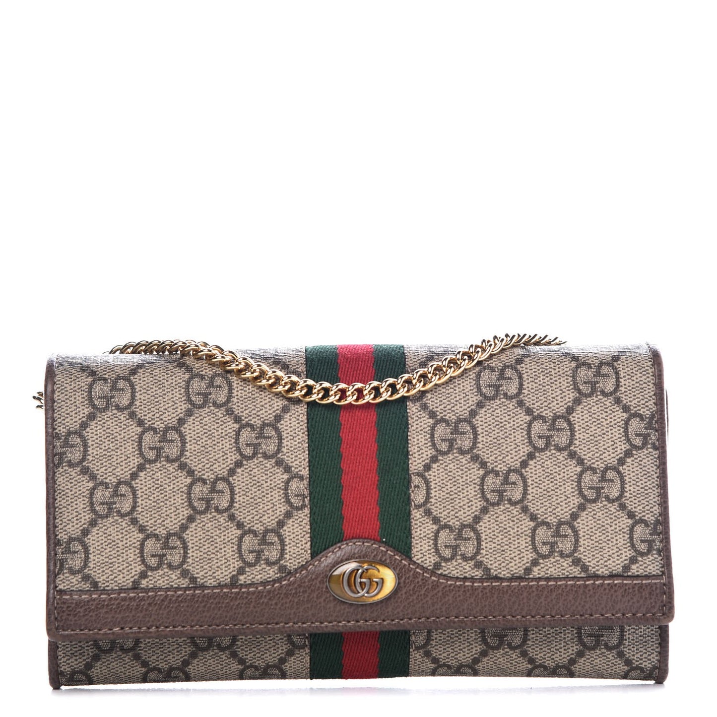 GG Supreme Monogram Web Ophidia Wallet On Chain Brown