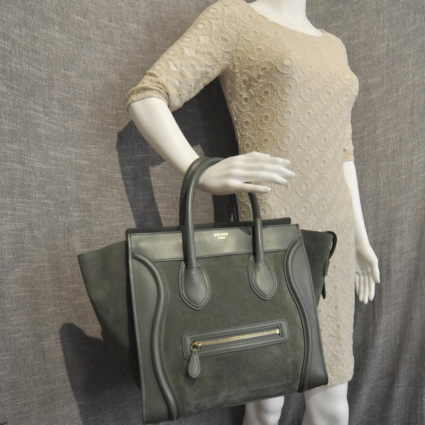 Leather Suede Mini Luggage Green