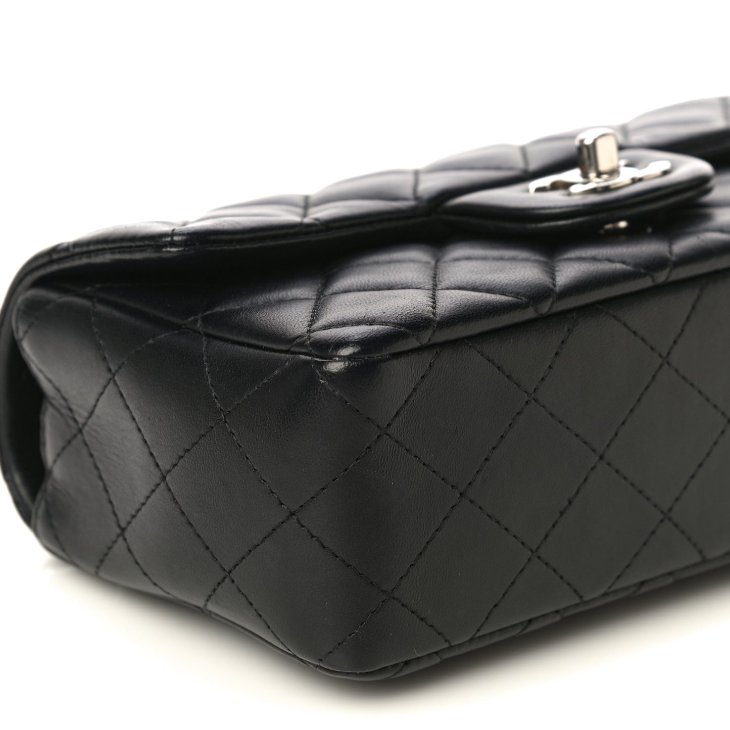 Lambskin Quilted Mini Rectangular Flap Black