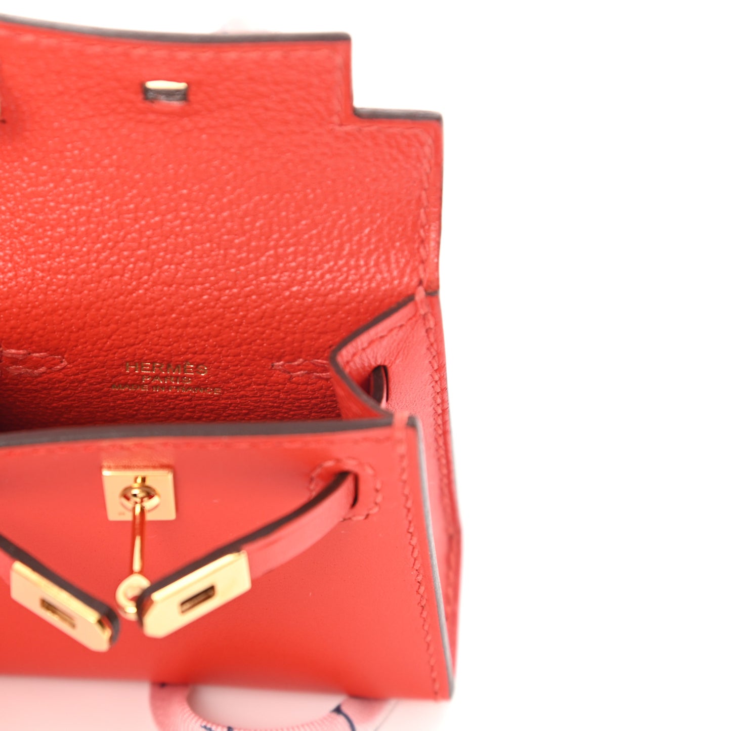 Tadelakt Mini Kelly Twilly Bag Charm Capucine