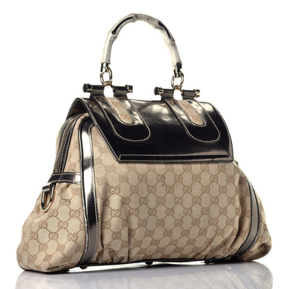 Gucci Monogram Large Pop Bamboo Top Handle Tote Pewter 3 of 11