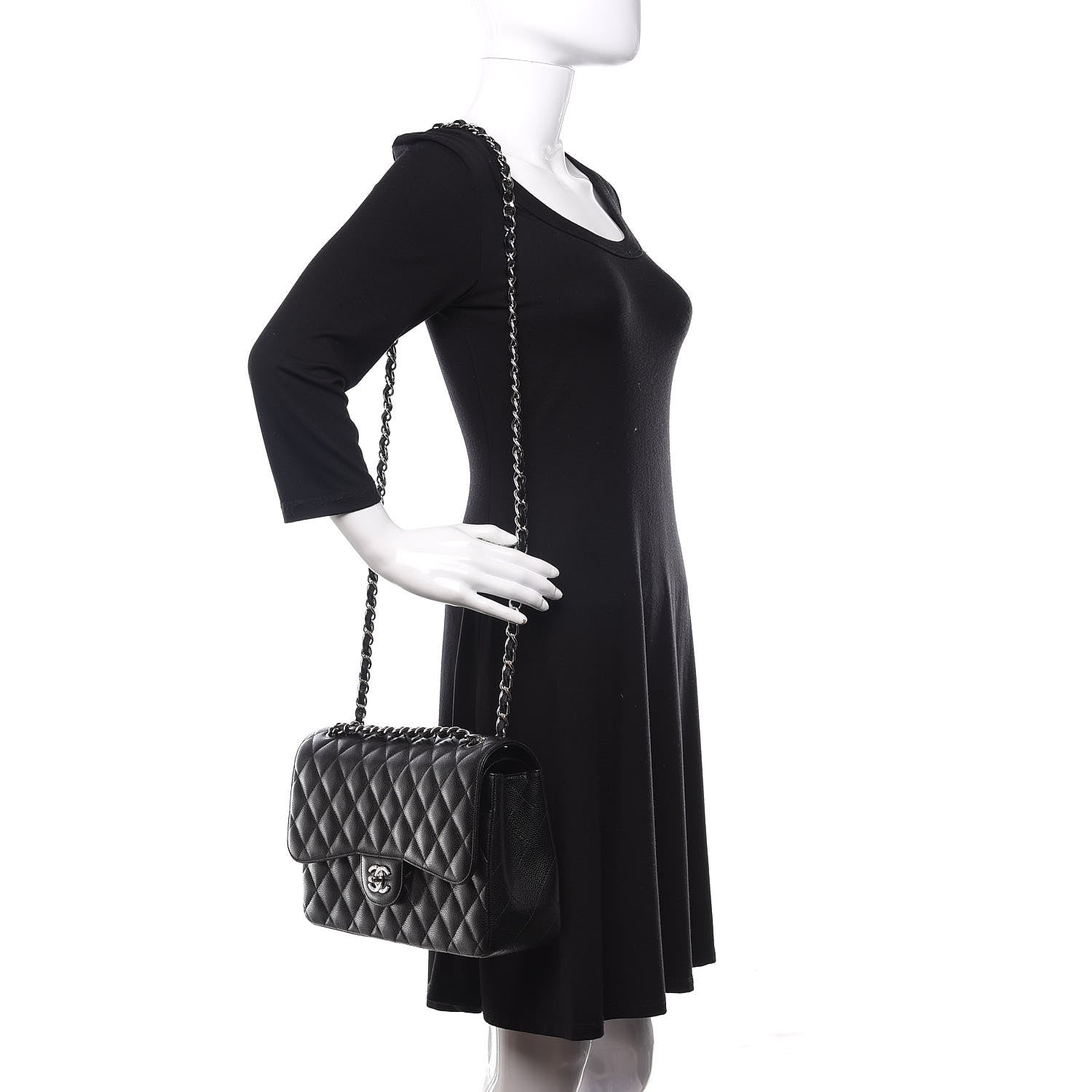 Chanel Caviar Quilted Jumbo Double Flap Black 2 of 12