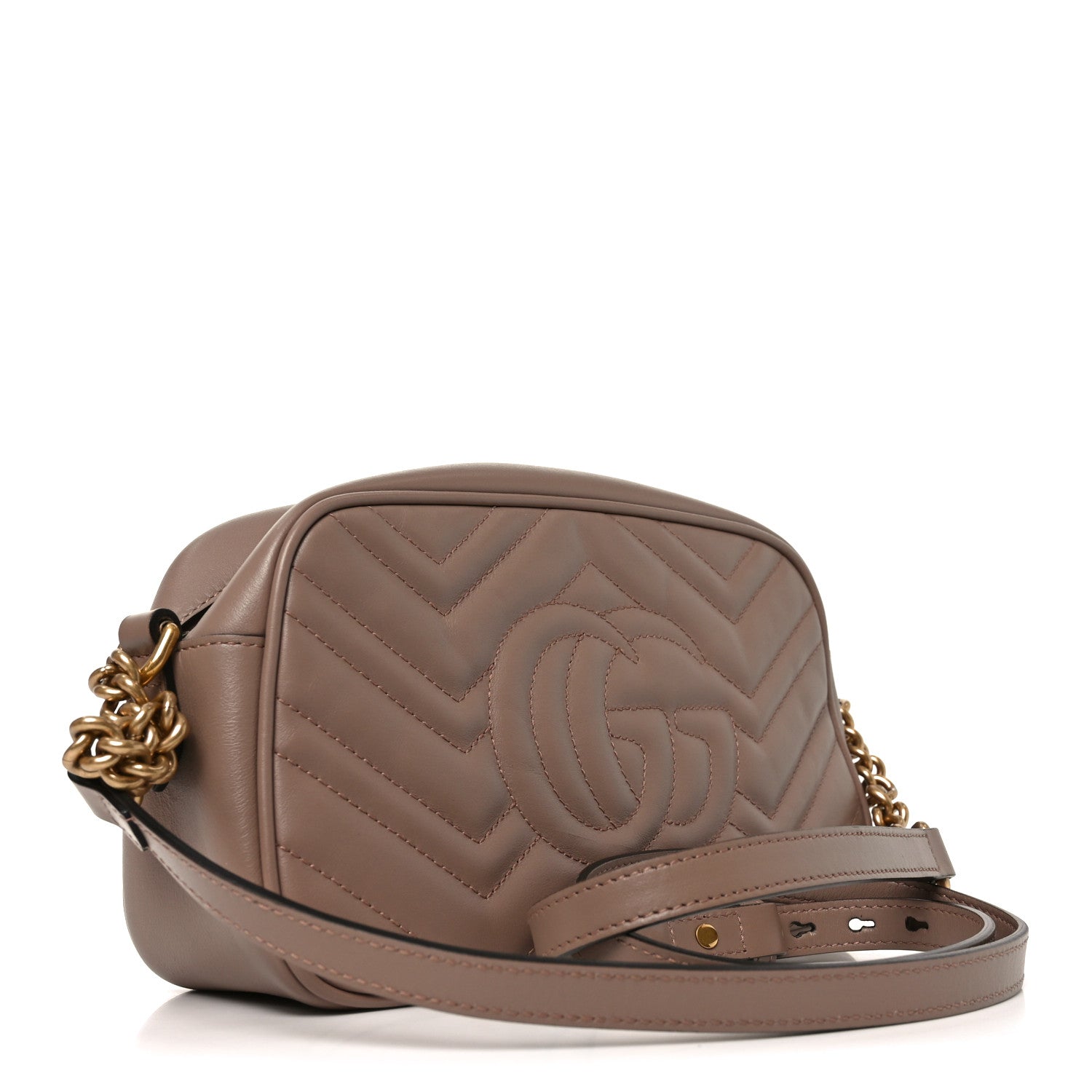 Gucci Calfskin Matelasse Small GG Marmont Chain Shoulder Bag